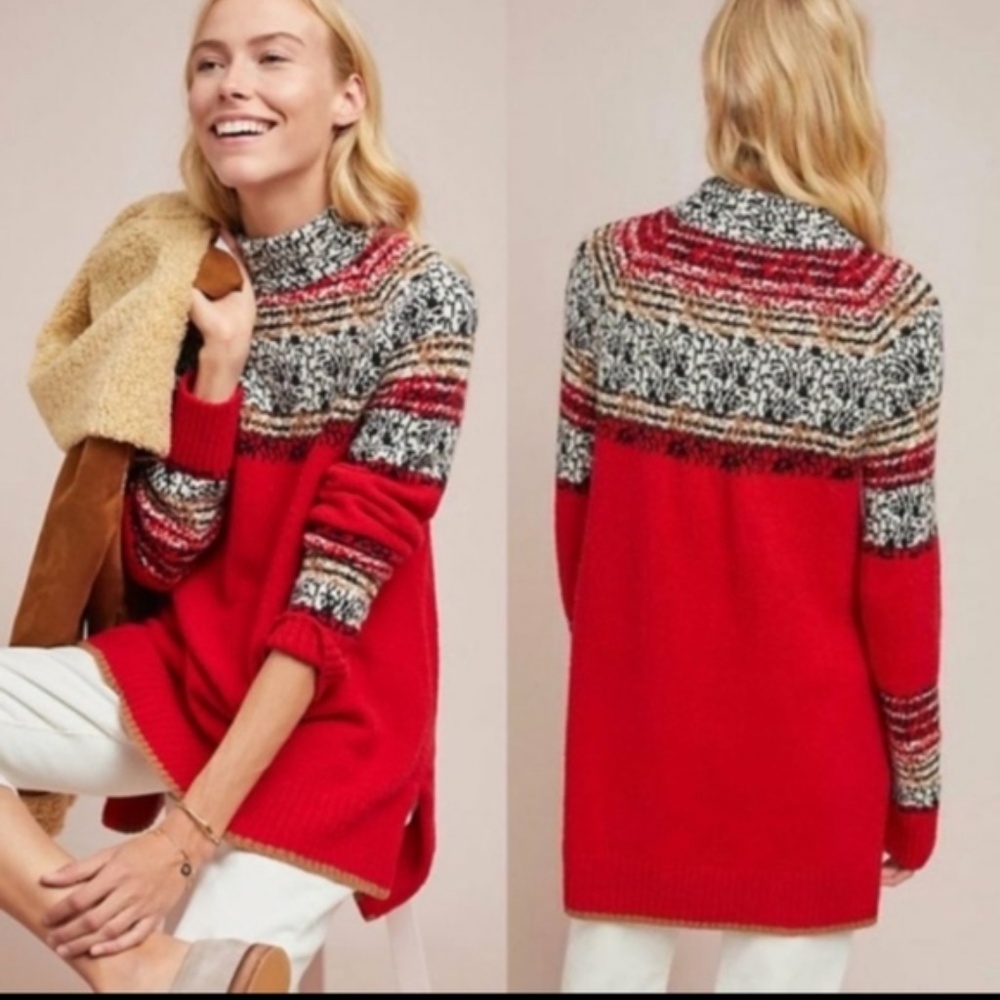 MOTH Nordic Stripe Fair Isle Sweater Red XS
